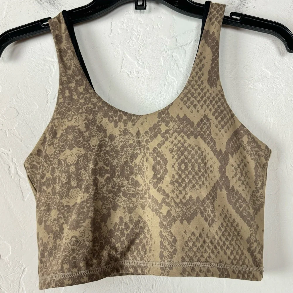 Varley Bra Lets Go Walker Rattle Snake Print Animal Brown Black Lined Padded Top